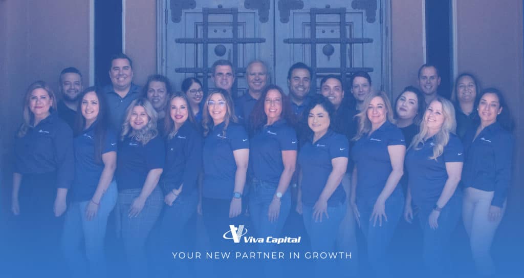 Group picture of Viva Capital team members with the Viva logo at the bottom center along with the tagline of "Your new partner in growth"